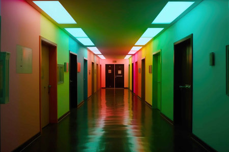 Multi-colored corridor. Generative AIの素材