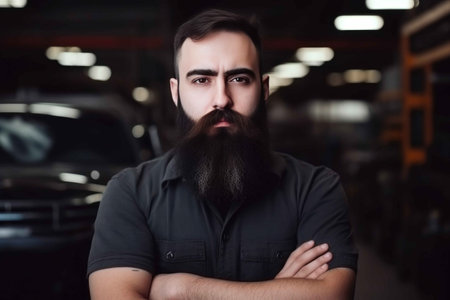 Car service, repair, maintenance and people concept. Portrait of auto mechanic man. Generative AIの素材