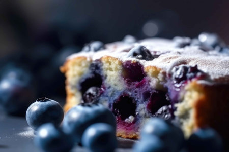 Blueberry cake on a table. Generative AIの素材
