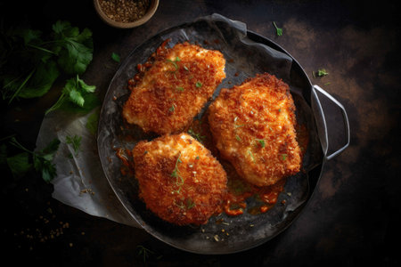 Freshly baked Schnitzel. Generative AIの素材