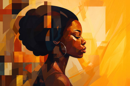 African woman's head, in the style of cubist-inspired abstractions. Generative AIの素材