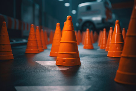 Bright Traffic Cones. Generative AIの素材