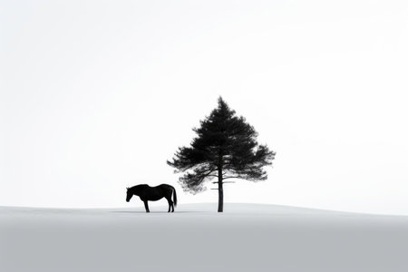 Minimalist Elegance: Black Horse in Japan. Generative AIの素材