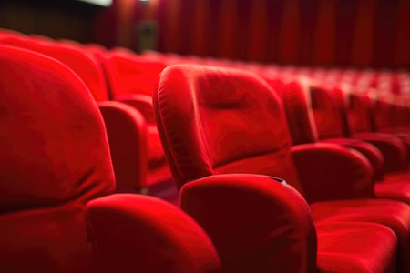 Theater Temptation: Red Velvet Seats Left Empty. Generative AIの素材
