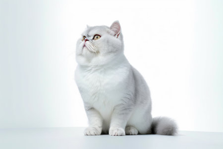 Purrfectly Cute: Full-body Exotic Shorthair Cat with Solid White Background. Generative AIの素材