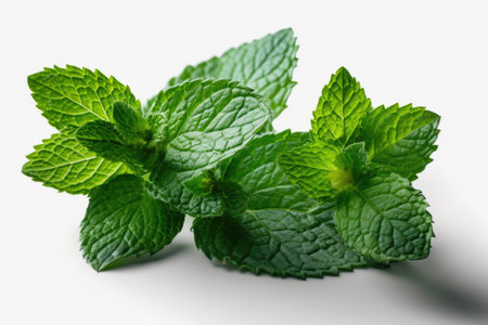 Refreshing Mint Leaves on a Clear Background. Generative AIの素材