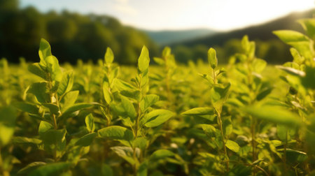 Harvest Glow: Radiant Light on Soybean Fields. Generative AIの素材