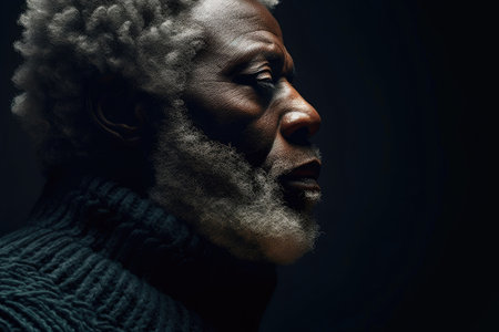 The Elegance of Age: Dramatic Pose of an African Elder. Generative AIの素材