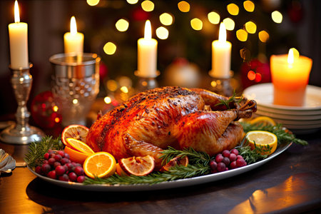 Glorious Roasted Turkey: A Christmas Centerpiece. Generative AIの素材