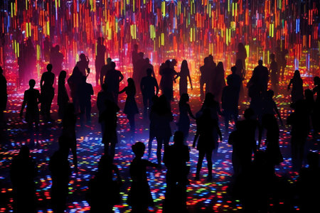 Mesmerizing Halloween Revelry: Silhouettes in Motion. Generative AIの素材