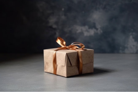 Studio Shot of Gift Box with Copy Space. Generative AIの素材