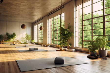 A Contemporary Space for Yoga Practice. Generative AIの素材