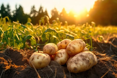 Vibrant Potatoes Straight from the Field. Generative AIの素材