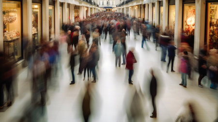 Energetic Crowd of Retail Seekers. Generative AIの素材