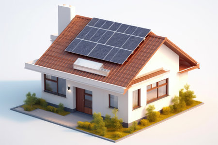 House with solar panels on roof. Generative AIの素材