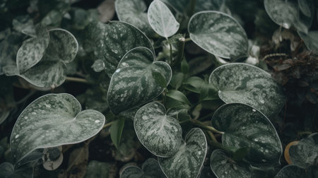 Macro View of Plants with Silver Speckles. Generative AIの素材