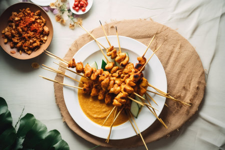 Sumptuous Indonesian Satay with Skewers, Perfect for Summerの素材