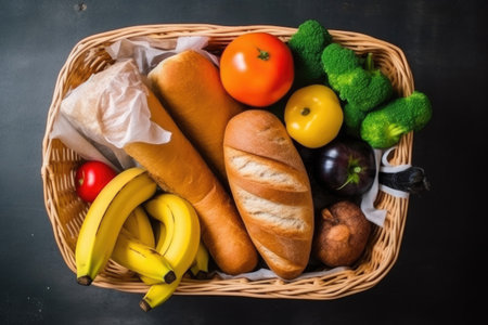 Shopping Cart Overflowing with Fresh Produceの素材