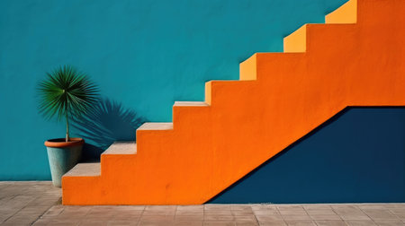 Orange and Blue Stairwellの素材