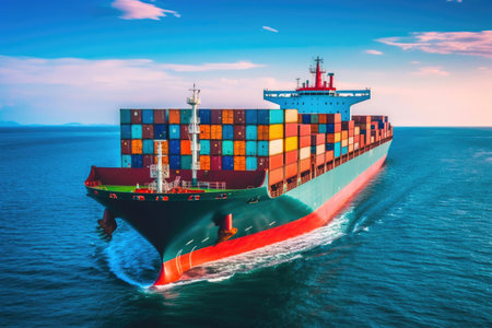 Container Vessel Sailing Across the Seasの素材