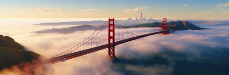 Majestic Golden Gate Bridge in Moody Atmosphereの素材