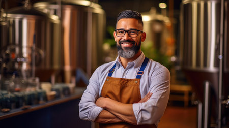 Confident Manager Poses in Breweryの素材