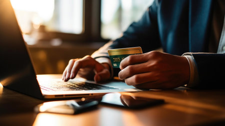 Person Safely Making Online Purchasesの素材