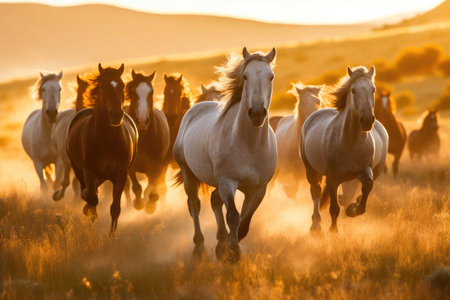Nature's Symphony: Wild Horses Running Freeの素材