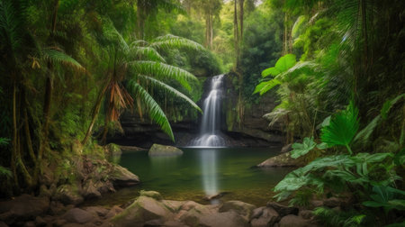Discovering a Secluded Tropical Waterfallの素材