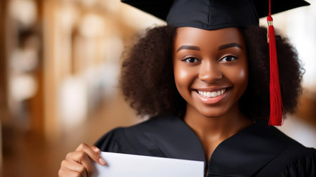 Proud Afro-American Graduate with Diplomaの素材