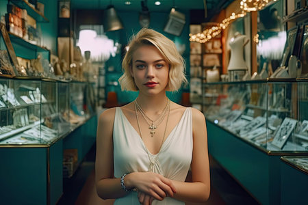 Captivating Jewelery Artistry in a Vintage Shop Settingの素材