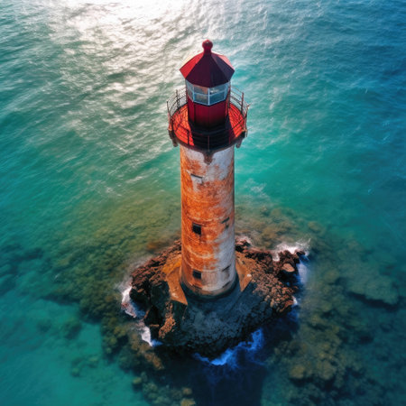 Bird's Eye View of Seaside Lighthouseの素材