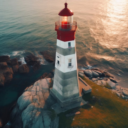 Aerial View of Majestic Lighthouseの素材