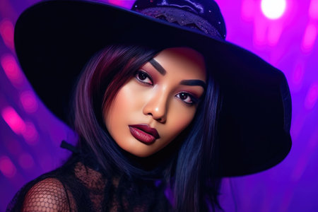 Young Asian Witch Celebrates Halloweenの素材