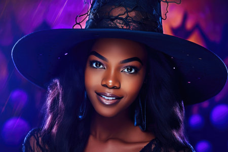 Young Black Woman Embracing the Magicの素材