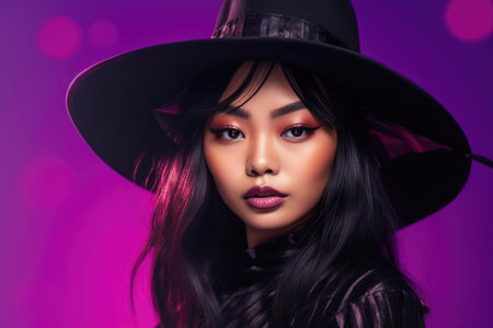 Asian Witch's Playful Halloween Expressionの素材