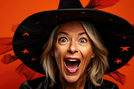 Intriguing Woman in Halloween Witch Attireの素材