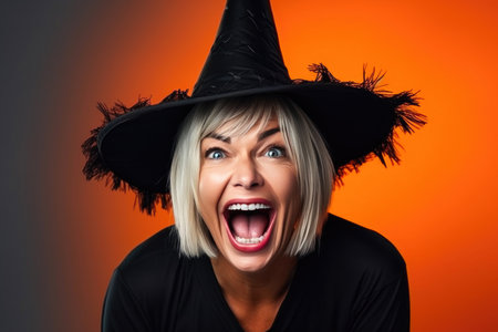 Halloween Delight: Woman Embracing the Festive Spiritの素材