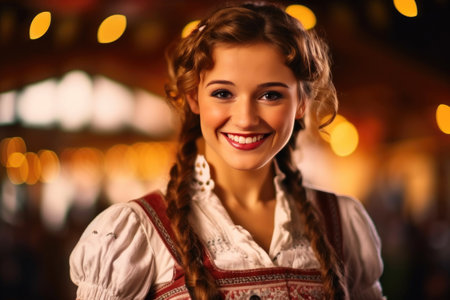 Joyful Young Woman at Oktoberfestの素材