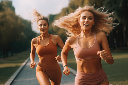 Girls Running in Athletic Attireの素材