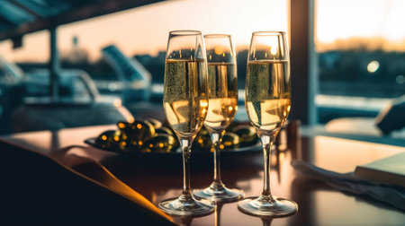 Glamorous Cruise Yacht Affair: Champagne and Bokeh Beautyの素材
