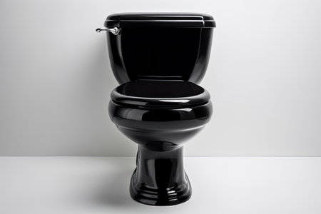 Black Ceramic Toilet in a Clean White Spaceの素材