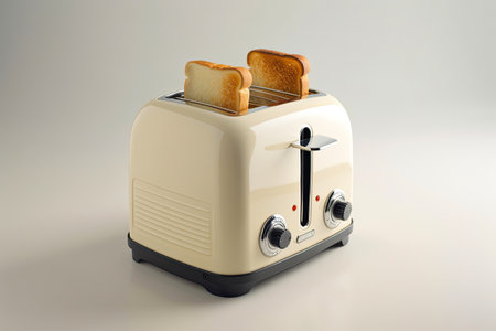 Sleek White Toaster on a Clean Backgroundの素材