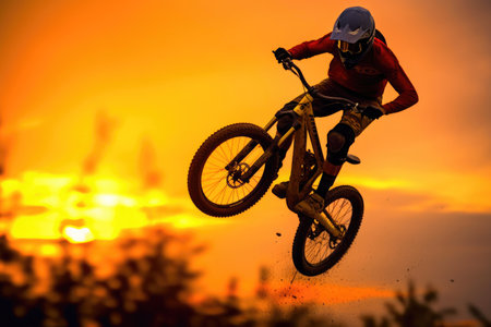 Biker's Dance with the Sunset: A Serene Journeyの素材