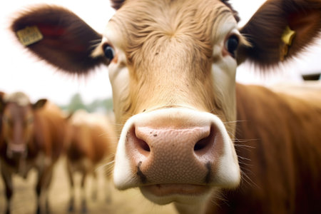 A Close Encounter with a Thoughtful Cowの素材