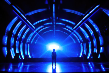 Dynamic Stage Lights: Black and Neon Aestheticsの素材