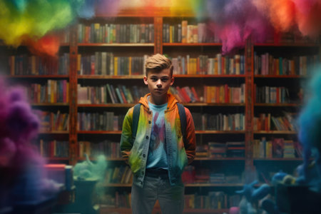 A Boy's Adventure in the Misty Libraryの素材