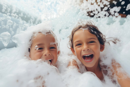 Children's Laughter Amidst Bubblesの素材