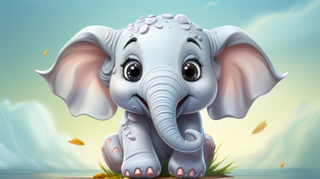 Joyful Elephant Face, Up-Close and Cartoonishの素材