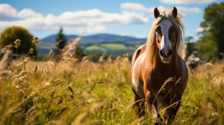 Horse Amidst Flowing Bluegrass